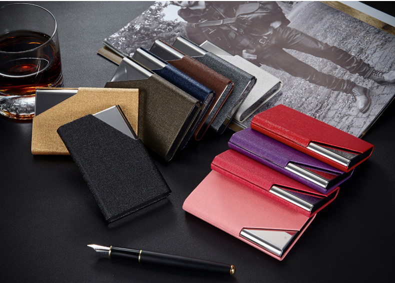 Wholesale Taobao Supplier Nail Bone Pattern Business Card Case Multiple Colors Korean Business Card Holder Metal Card Box