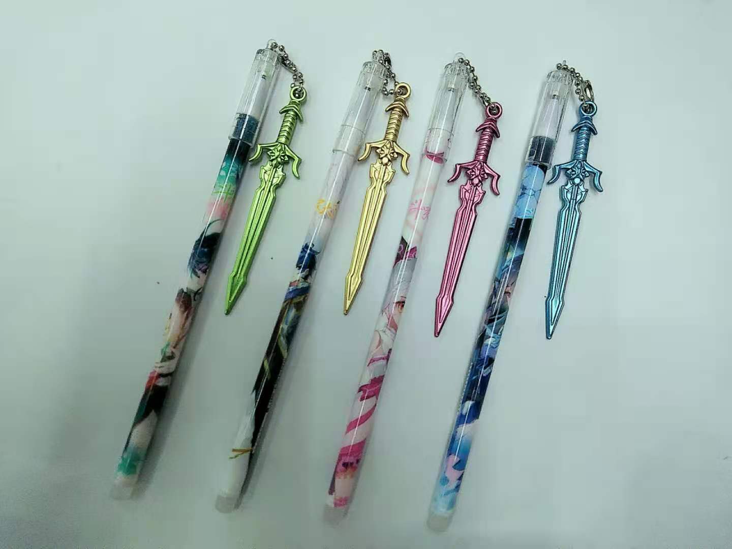 Cartoon Character Printing Creative Weapon Bearing Sword Pendant Toy Pendant Black Gel Pen Learning Pen