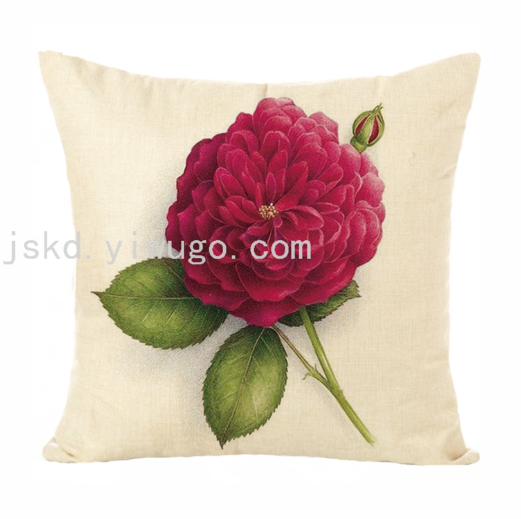 Plant Flower Digital Printed Pillowcase Sofa Living Room Pillows Office Chair Backrest Back Seat Cushion