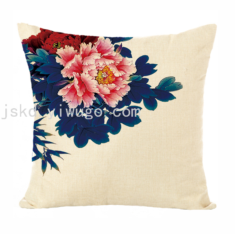 Chinese Flower Digital Printed Pillowcase Sofa Office Chair Backrest Bedroom Bedside Cushion Back Seat Cushion Chinese Flower Digital Printed Pillowcase Sofa Office Chair Backrest Bedroom Bedside Cushion Back Seat Cushion