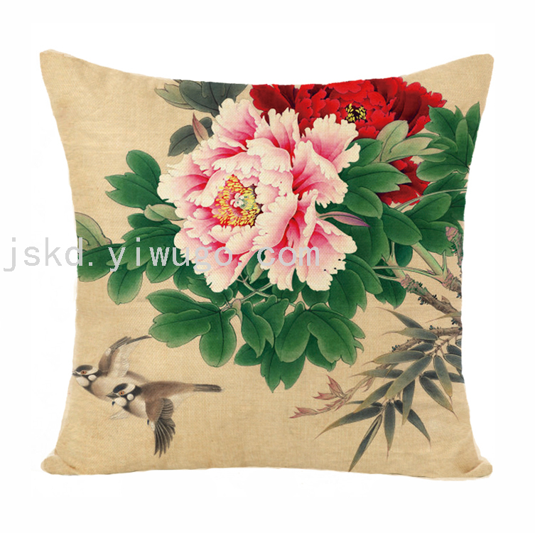 Chinese Flower Digital Printed Pillowcase Sofa Office Chair Backrest Bedroom Bedside Cushion Back Seat Cushion Chinese Flower Digital Printed Pillowcase Sofa Office Chair Backrest Bedroom Bedside Cushion Back Seat Cushion
