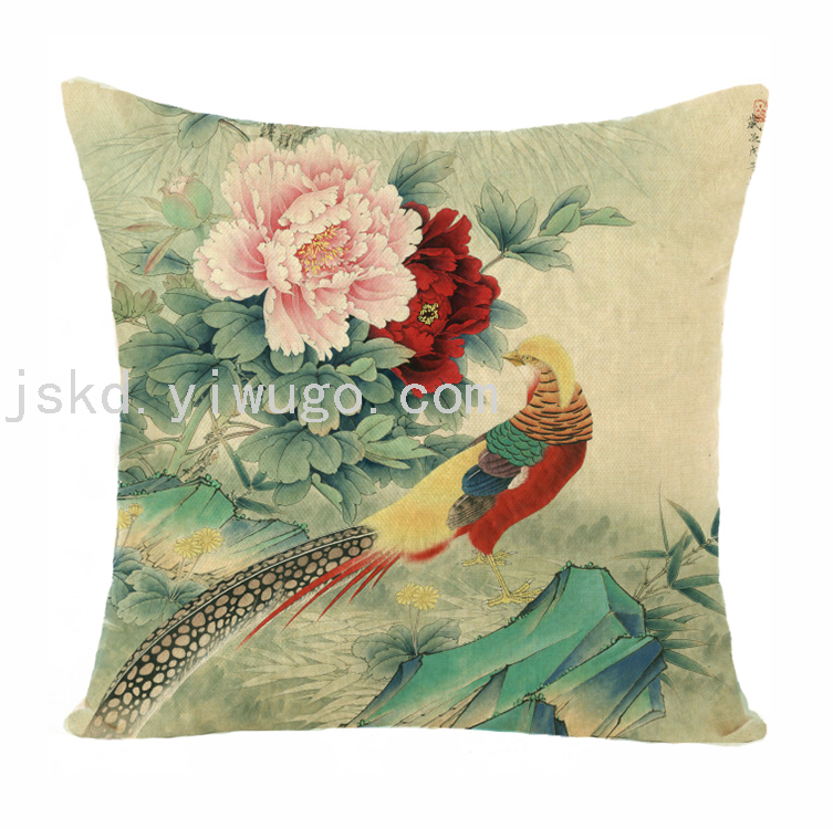 Chinese Flower Digital Printed Pillowcase Sofa Office Chair Backrest Bedroom Bedside Cushion Back Seat Cushion Chinese Flower Digital Printed Pillowcase Sofa Office Chair Backrest Bedroom Bedside Cushion Back Seat Cushion