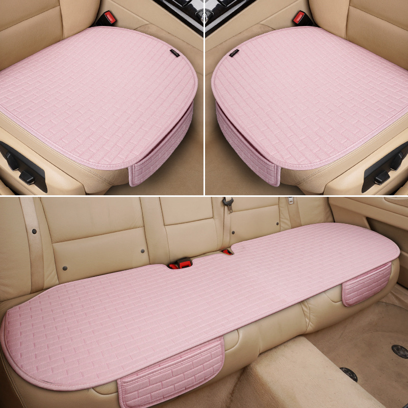 Car Cushion Four Seasons Universal Single-Piece Linen Three-Piece Set Car Seat Back Seat Cushion Summer Car Non-Slip Seat Cushion