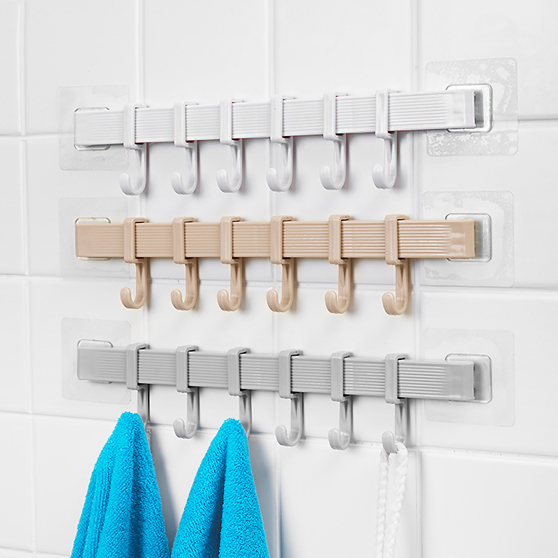 Six-Piece Hook Kitchen Nail Free Suction Cup Powerful Non-Marking Wall Mounted Load-Bearing Waterproof Sticky Hook Suction Cup Creative Punch-Free