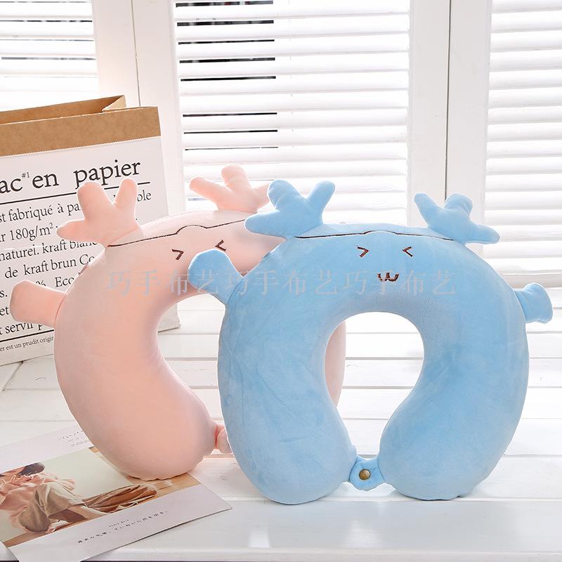 Korean Creative Cute Deer Horn Pillow Multi-Functional Traveling Pillow Convenient U-Shape Pillow Car Neck Protection U-Shape Pillow Wholesale