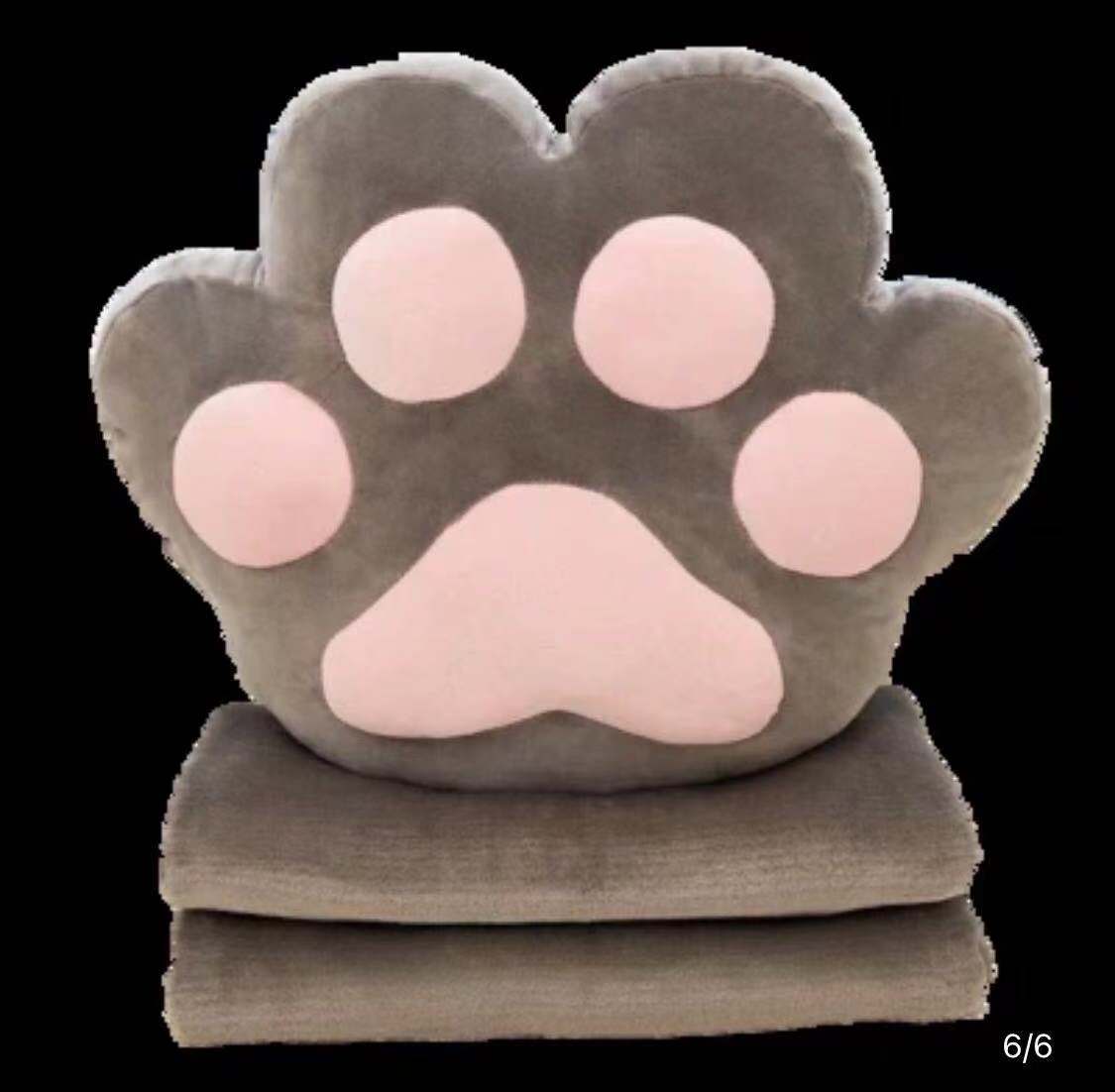 Cartoon Dual-Use Back Seat Cushion Flannel Blanket Cat&#039;s Paw Pillow Creative Hand-Shaped Brush Summer Blanket