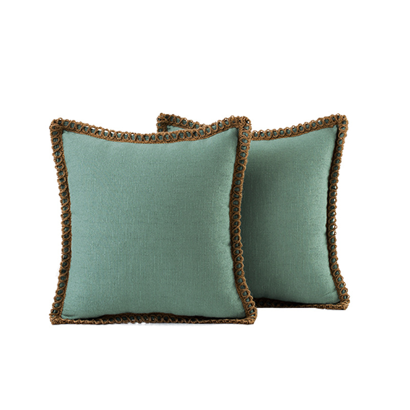 Amazon Home Cotton and Linen Trim Pillow Living Room Decoration Couch Pillow Back Seat Cushion Support Customization