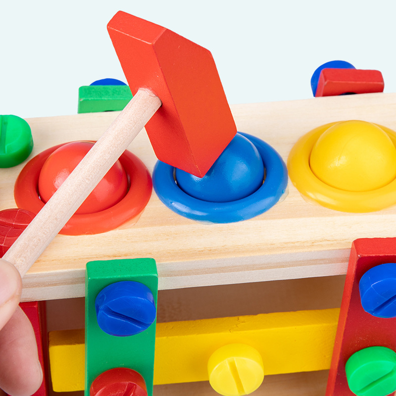 Variety Multi-Functional Wooden Nut Disassembly Wooden Pile Screw Car with Tools Children&#039;s Early Childhood Education Wooden Toys