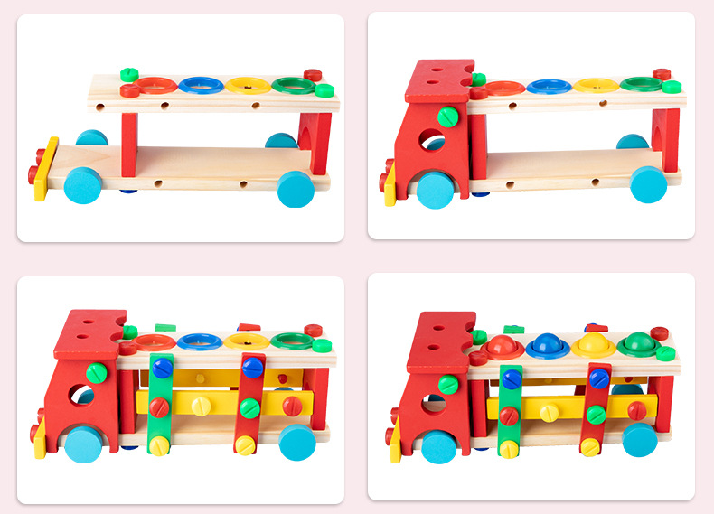 Variety Multi-Functional Wooden Nut Disassembly Wooden Pile Screw Car with Tools Children's Early Childhood Education Wooden Toys Variety Multi-Functional Wooden Nut Disassembly Wooden Pile Screw Car with Tools Children's Early Childhood Education Wooden Toys