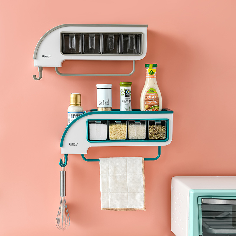 Factory Direct Sales Creative Function Motor Car Condiment Dispenser Kitchen Storage Rack Seasoning Jars and Bottles Storage Rack Compartment Condiment Dispenser