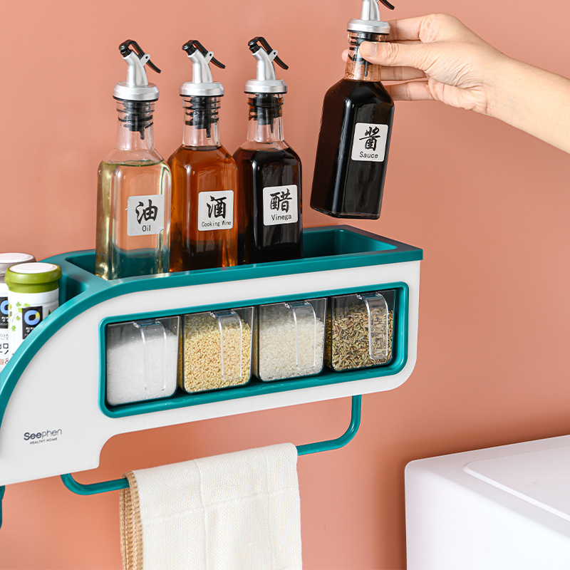 Factory Direct Sales Creative Function Motor Car Condiment Dispenser Kitchen Storage Rack Seasoning Jars and Bottles Storage Rack Compartment Condiment Dispenser