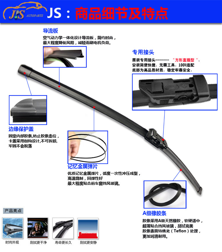 Front Windshield Wiper for Car for Changan Ford 15161718 Models Escort Escort Dedicated Boneless Wipers Front Windshield Wiper for Car for Changan Ford 15161718 Models Escort Escort Dedicated Boneless Wipers