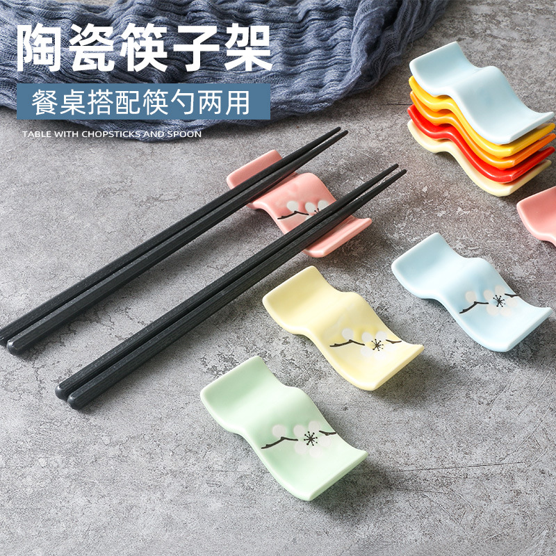 Ceramic Chopstick Rack Bone China Hand Color Glazed Porcelain Chopsticks Shelf Creative Soup Spoon Support Spoon Holder
