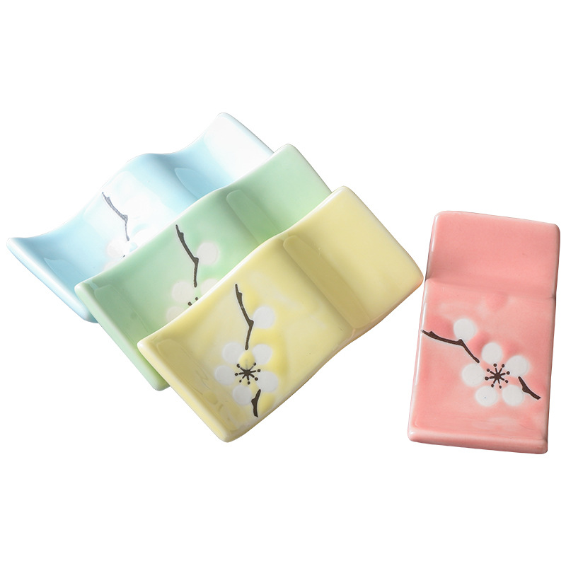 Ceramic Chopstick Rack Bone China Hand Color Glazed Porcelain Chopsticks Shelf Creative Soup Spoon Support Spoon Holder