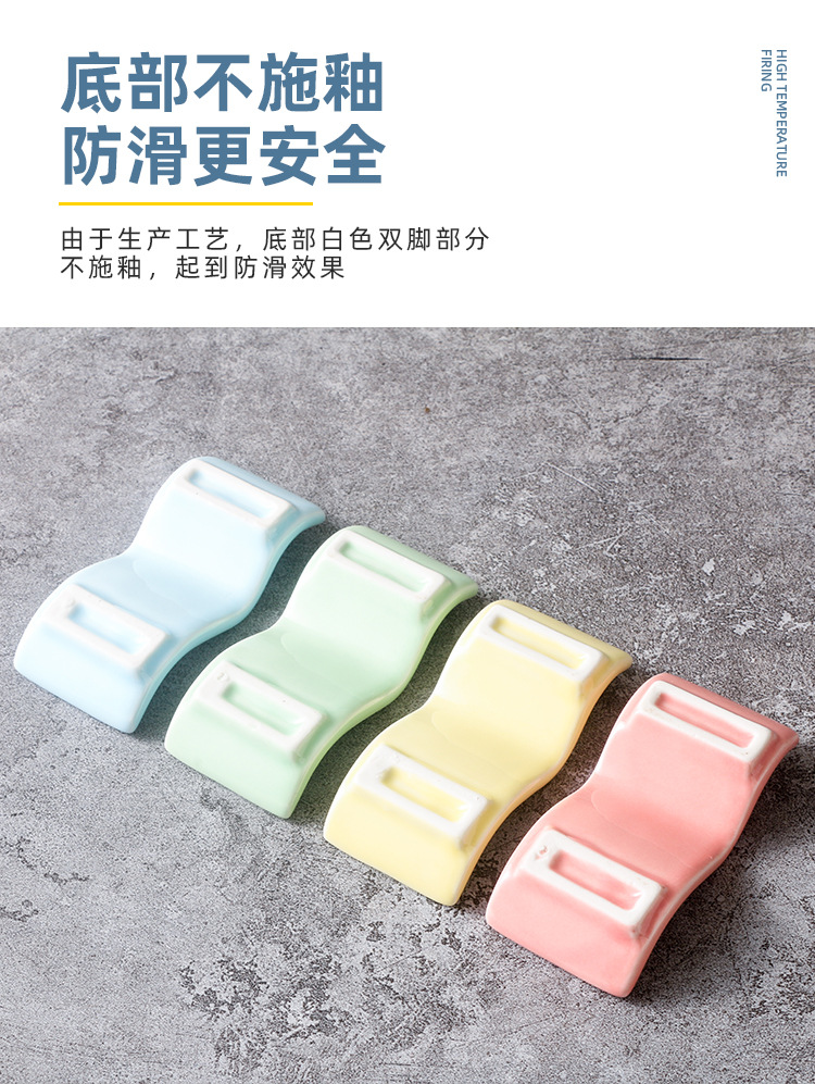Ceramic Chopstick Rack Bone China Hand Color Glazed Porcelain Chopsticks Shelf Creative Soup Spoon Support Spoon Holder