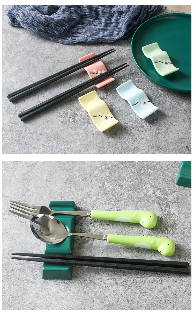 Ceramic Chopstick Rack Bone China Hand Color Glazed Porcelain Chopsticks Shelf Creative Soup Spoon Support Spoon Holder