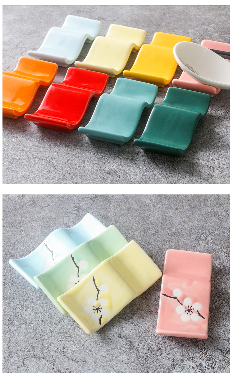 Ceramic Chopstick Rack Bone China Hand Color Glazed Porcelain Chopsticks Shelf Creative Soup Spoon Support Spoon Holder