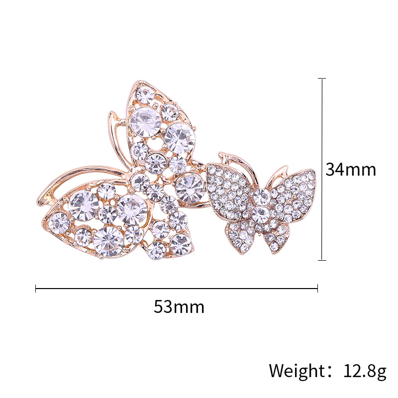 Europe and the United States cross-border supply manufacturers for Europe and the United States fashion atmosphere hollow-set diamond butterfly alloy brooch support customization
