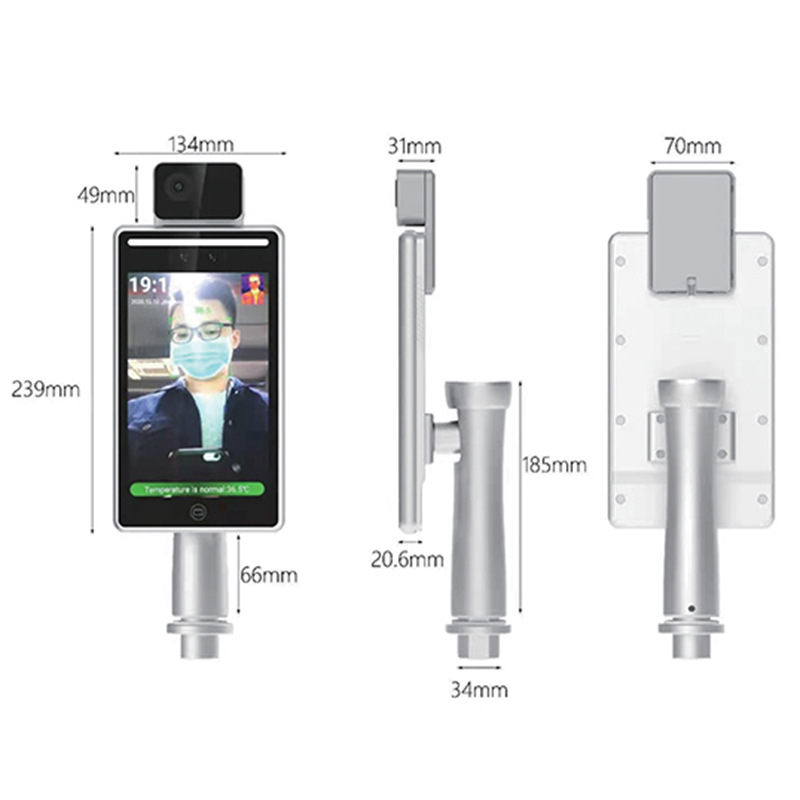 Face Recognition Temperature Measuring Machine Attendance Infrared Imaging Devices Barrier Gate IC Card Access Control Gate System Terminal