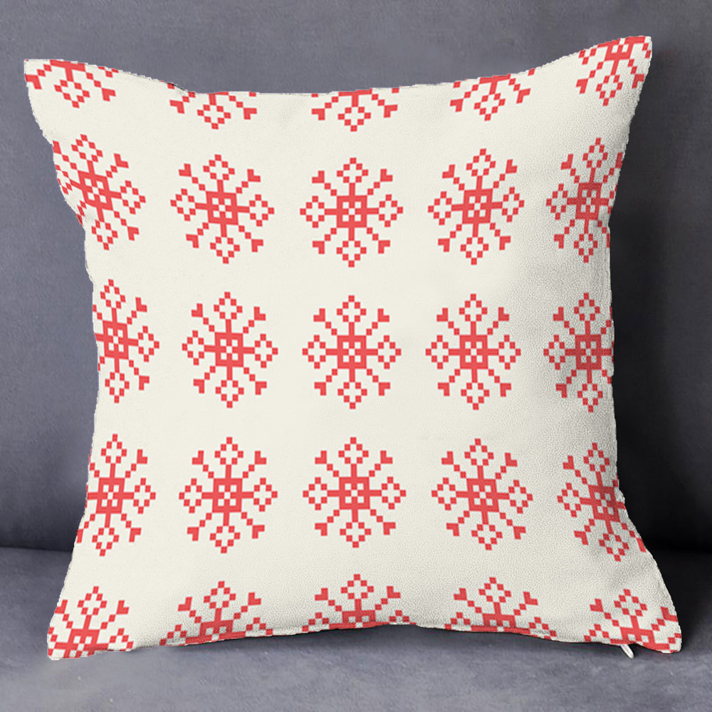3D Digital Printing Christmas Snowflake Series Pillow Support Cross-Border E-Commerce Custom Brushed Fabric Pillowcase