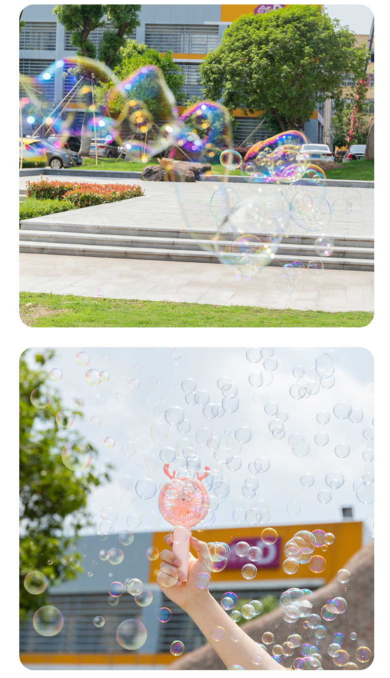 Cartoon Bubble Machine Fan Beach Outdoor Mini Electric Bubble Blowing Toy Handheld Desktop USB Electric Fan