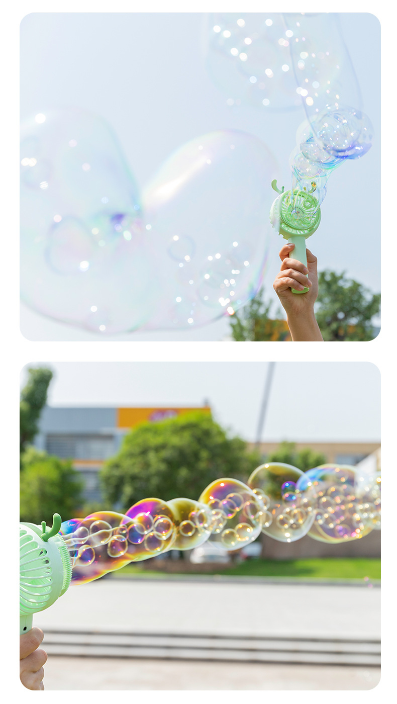 Cartoon Bubble Machine Fan Beach Outdoor Mini Electric Bubble Blowing Toy Handheld Desktop USB Electric Fan
