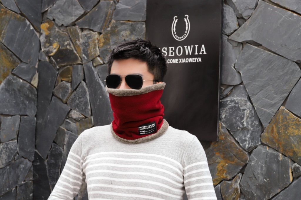 Outdoor Riding Autumn and Winter Windproof Warm Velvet Padded Thickened Male and Female Students Cervical Support Hat Mask Scarf