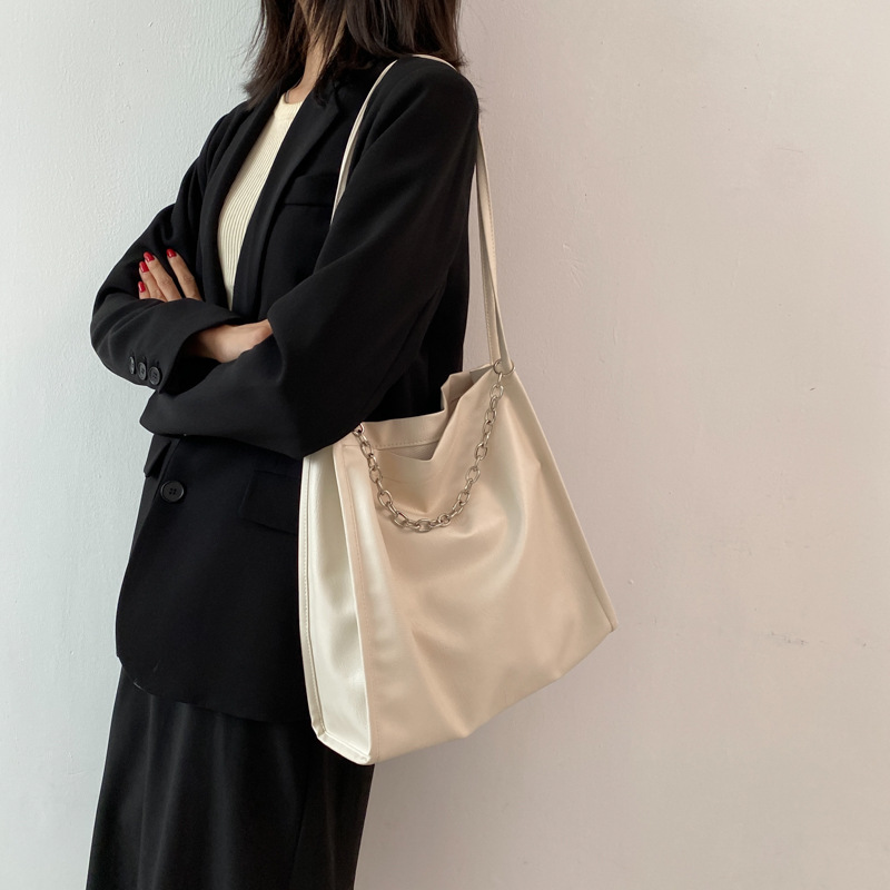 Simple Large Capacity Large Bags Women&#039;s 2021 New Fashion Shoulder Bag Internet Celebrity Leisure Commute Canvas Support