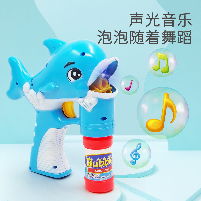 Colorful Dolphin Bubble Gun Outdoor Leisure Music Cartoon Luminous Automatic Bubble Machine Bubble Water Bubble Wand