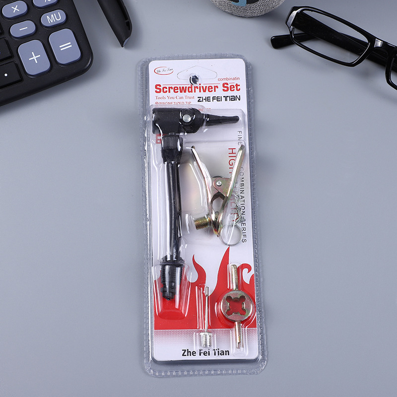 Super Value Valve Core Wrench Spoon Inflation Needle with Air Pipe Air Nozzle Clip Affordable Four-Piece Inflatable Combination Super Value Valve Core Wrench Spoon Inflation Needle with Air Pipe Air Nozzle Clip Affordable Four-Piece Inflatable Combination