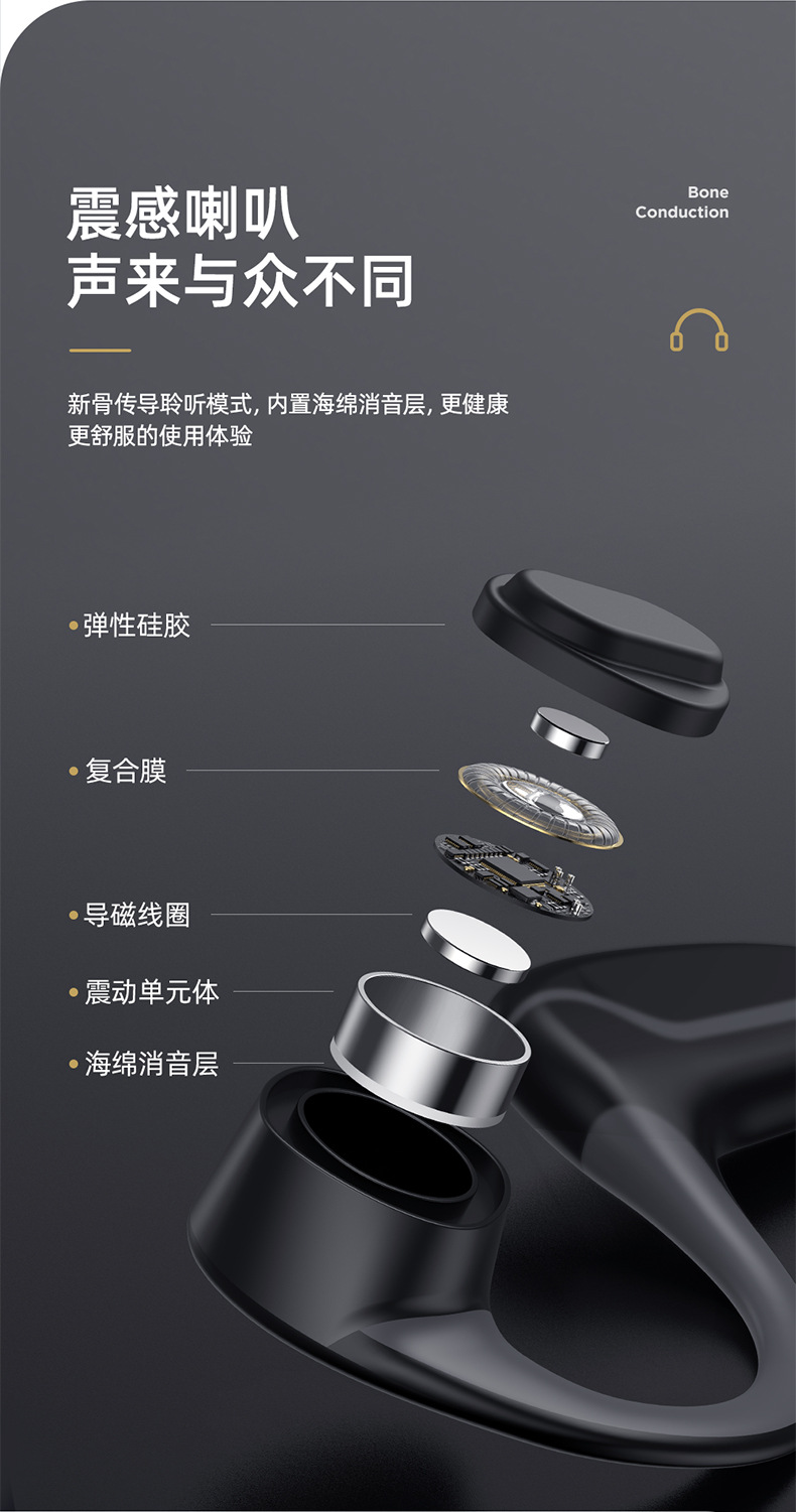 The machine ledon jb-g1 sports bluetooth headset 5.0 bone conduction bluetooth headset hanging ear type two ears 