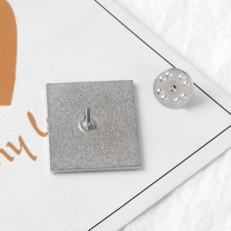 Creative Alloy Brooch Square Oil Drip Brooch Warning Sign Please Do Not Close to Brooch Alloy Denim Badge Wholesale
