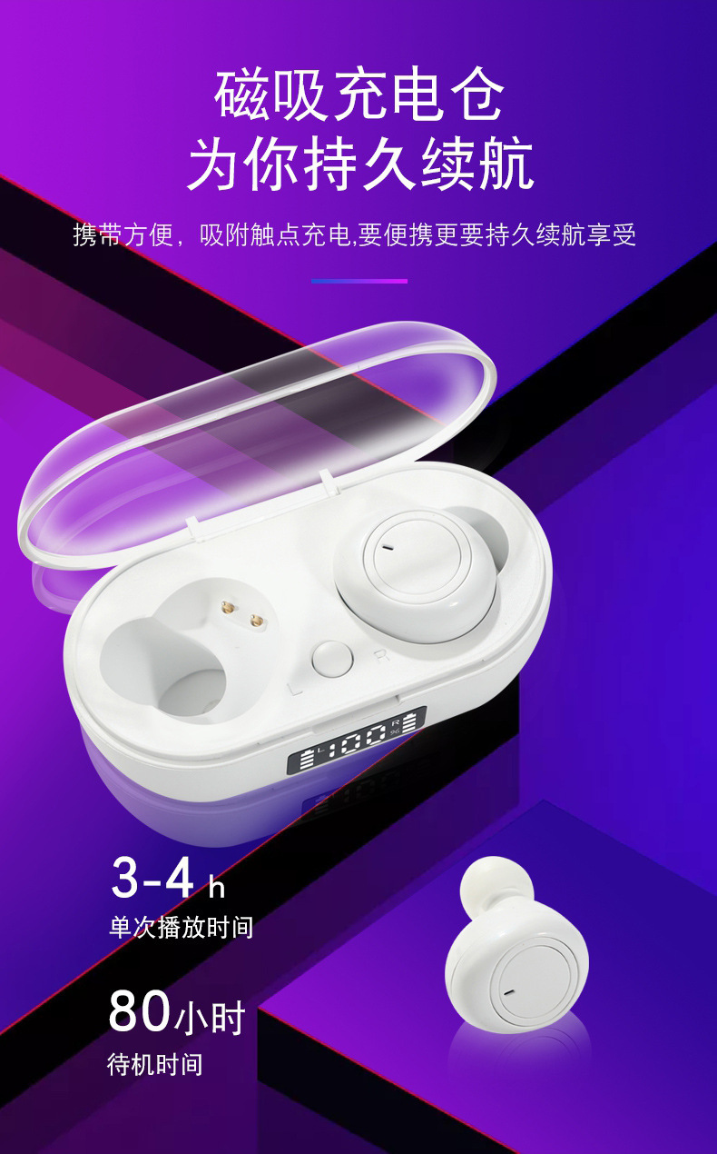 Cross-Border Dedicated S100 Wireless Bluetooth Ear Machine 5.0tws Private Model with Digital Display Screen Sports Bluetooth Headset Black Technology