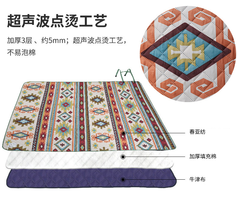 Blackdeer Outdoor Picnic Mat, Floor Mat Spring Outing Camping Portable Picnic Blanket Ultrasonic Machine Washable Moisture Proof Pad