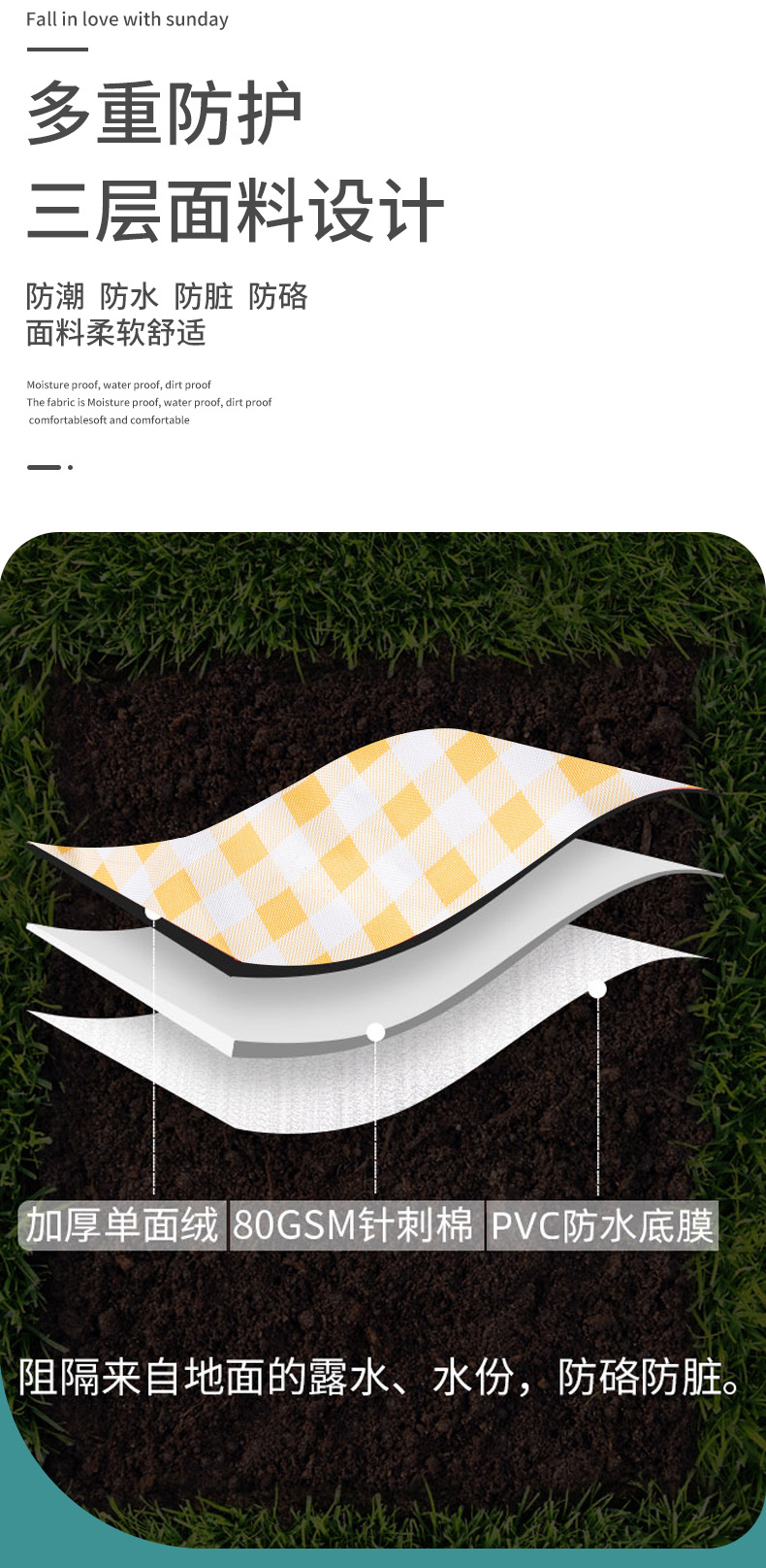 Waterproof Plaid Picnic Mat Folding Outdoor Moisture Proof Pad Spring Outing Beach Mat Ins Pocket Portable Grass Picnic Blanket