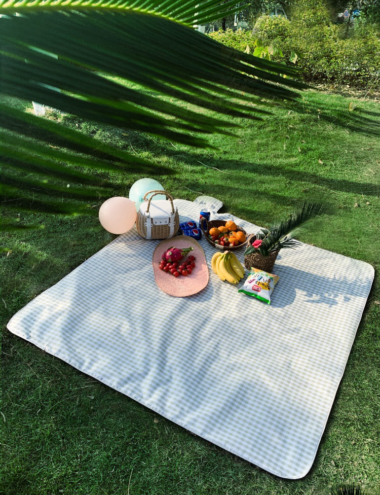 Factory Wholesale New Plaid Picnic Mat Ins Style Picnic Blanket Beach Mat Outdoor Mat Camping Waterproof and Moisture-Proof Liner