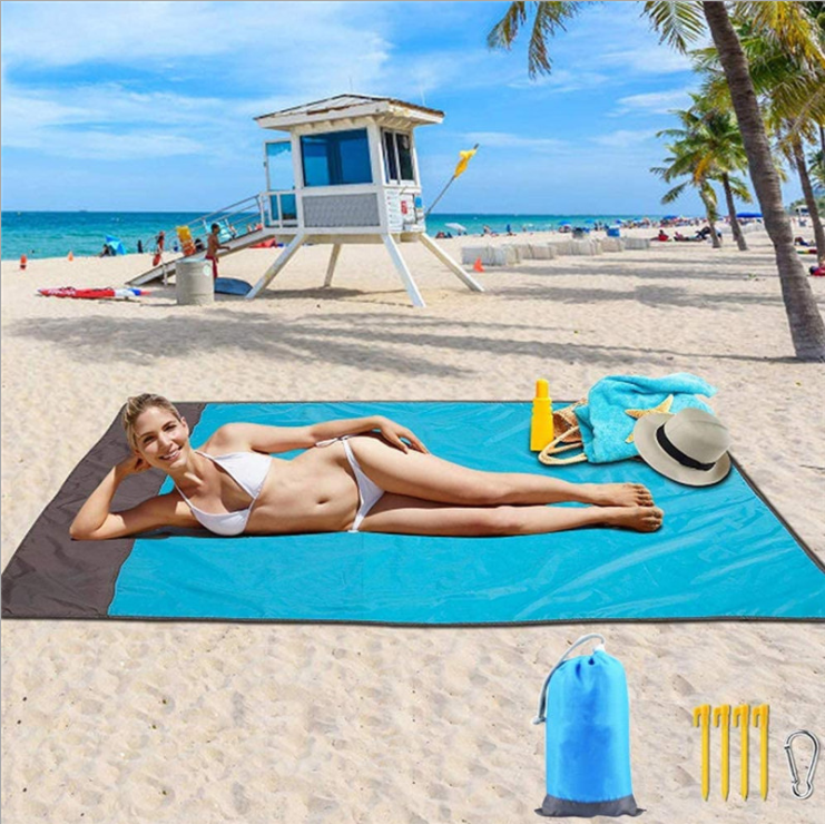 Pocket Picnic Mat Waterproof Light and Portable Foldable Cushion Outdoor Nylon 2*2 Beach Blanket Travel
