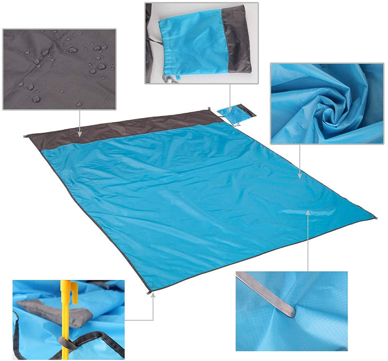 Pocket Picnic Mat Waterproof Light and Portable Foldable Cushion Outdoor Nylon 2*2 Beach Blanket Travel Pocket Picnic Mat Waterproof Light and Portable Foldable Cushion Outdoor Nylon 2*2 Beach Blanket Travel
