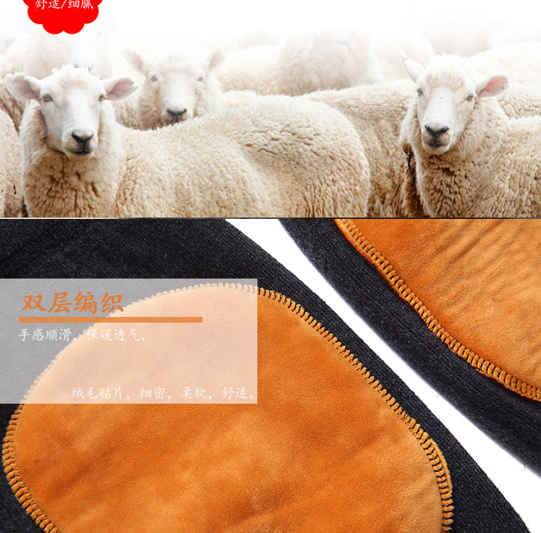 Cashmere Kneecap Warm Old Cold Leg Knee Double-Layer Thickened Men and Women Cashmere Wool Leggings Fleece-Lined Wind-Proof and Cold Protection