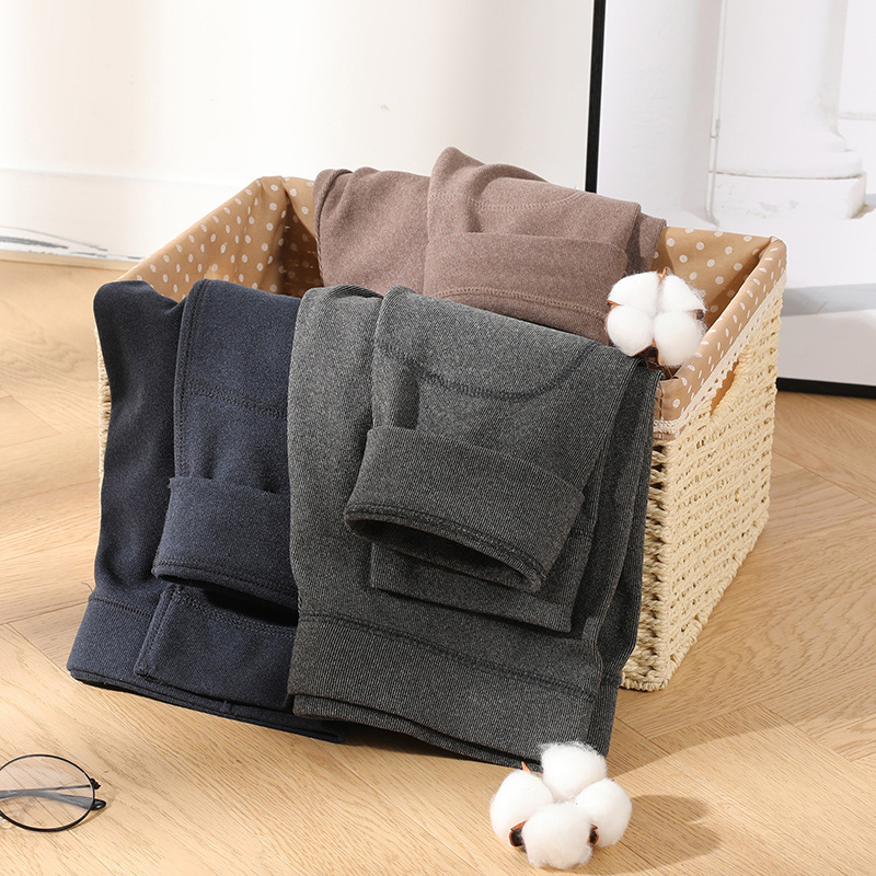 2021 Autumn and Winter New Cationic Dralon Men&#039;s Long Johns Men&#039;s Double-Sided Velvet Kneecap Warm-Keeping Pants Men&#039;s Brushed Long Johns