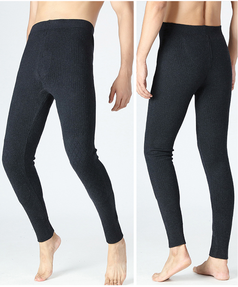 Autumn and Winter Men's and Women's Woollen Trousers Kneecap Waist Support Velvet White Fur Thick Warm Pants Long Johns Leggings Woollen Trousers Woollen Trousers