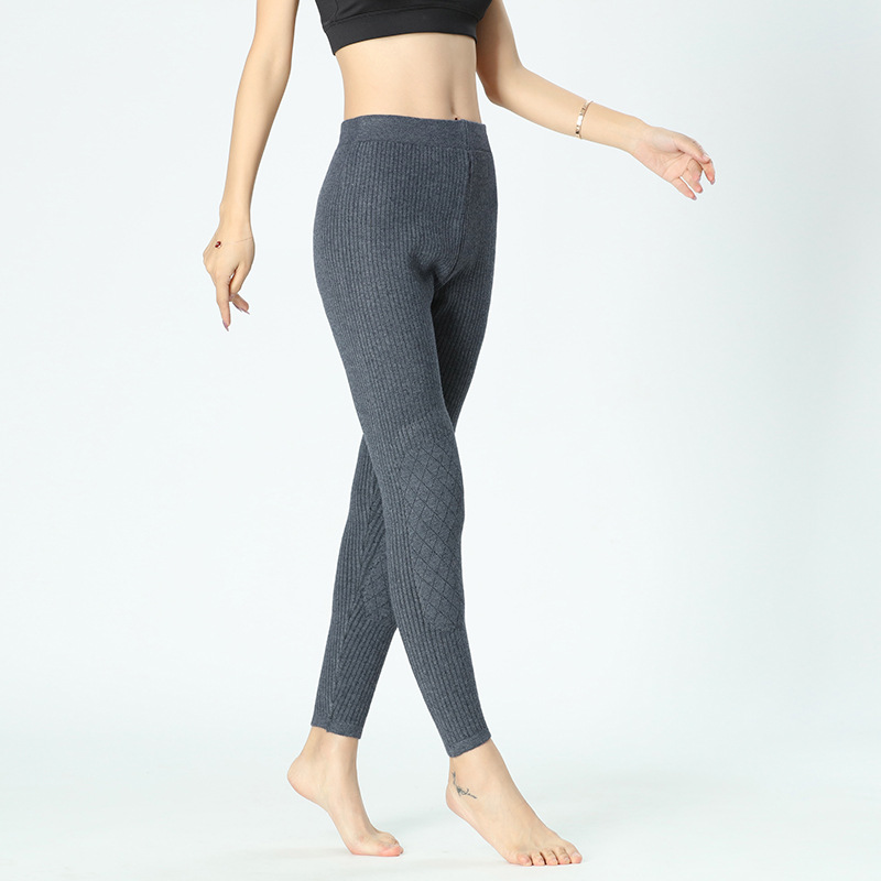 Autumn and Winter Men's and Women's Woollen Trousers Kneecap Waist Support Velvet White Fur Thick Warm Pants Long Johns Leggings Woollen Trousers Woollen Trousers