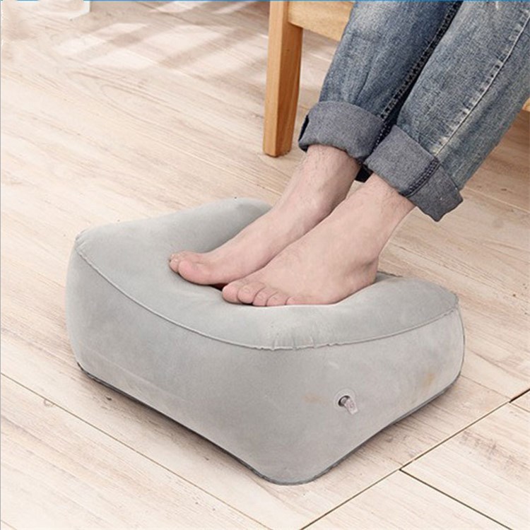 Inflatable Pillow PVC Flocking Inflatable Foot Mat Travel &amp; Outdoor Massage Foot Bench Car Airplane Foot Pedal