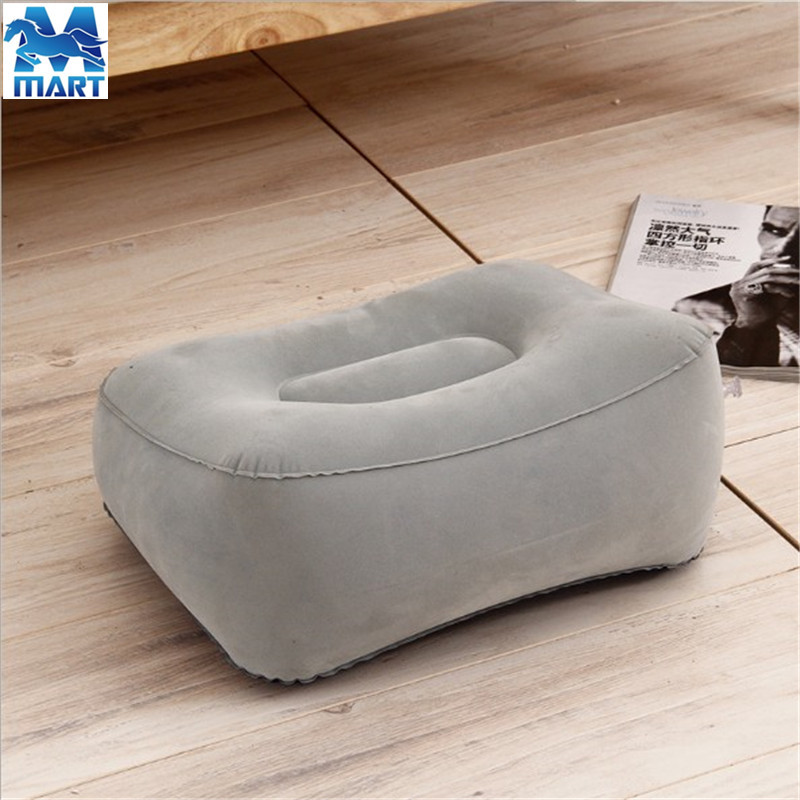 Inflatable Pillow PVC Flocking Inflatable Foot Mat Travel &amp; Outdoor Massage Foot Bench Car Airplane Foot Pedal