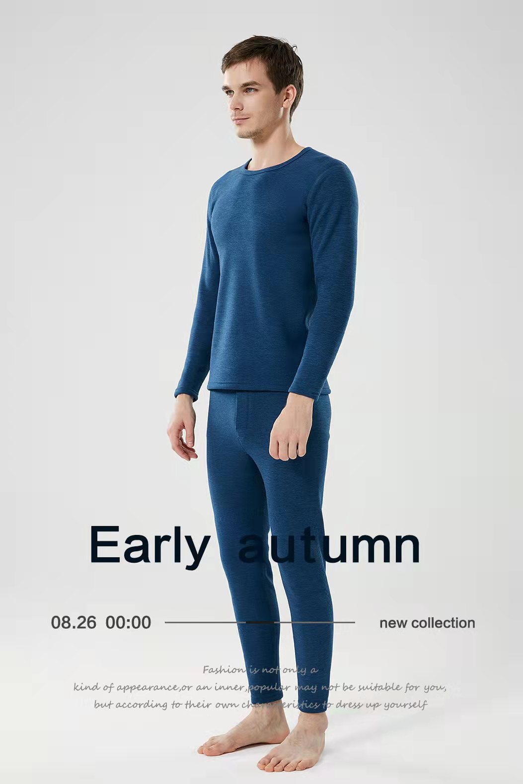 New Men's High-Quality Lambswool Silk and Cotton Thermal Suit Elastin God Long-Lasting Heat Storage plus Velvet Kneecap Underwear