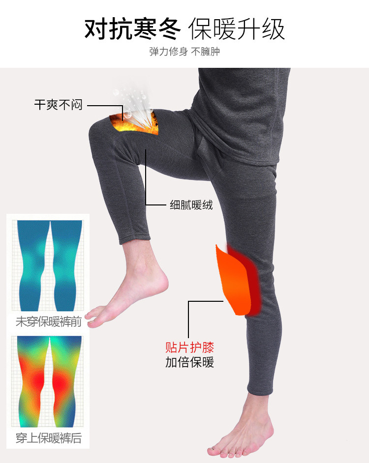 Popular Wool Kneecap Fleece-Lined Thickened Long Johns Men's Slim-Fit Cotton Pants Large Size Cold-Proof Mid-Waist Warm-Keeping Pants Men Popular Wool Kneecap Fleece-Lined Thickened Long Johns Men's Slim-Fit Cotton Pants Large Size Cold-Proof Mid-Waist Warm-Keeping Pants Men