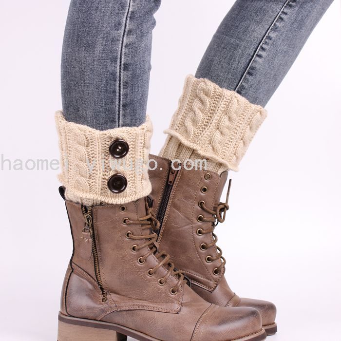 Foot Sock Button Knitted Wool Foot Sock Short Button Twist Leg Warmer Warm Kneecap Women&#039;s Foot Warmer