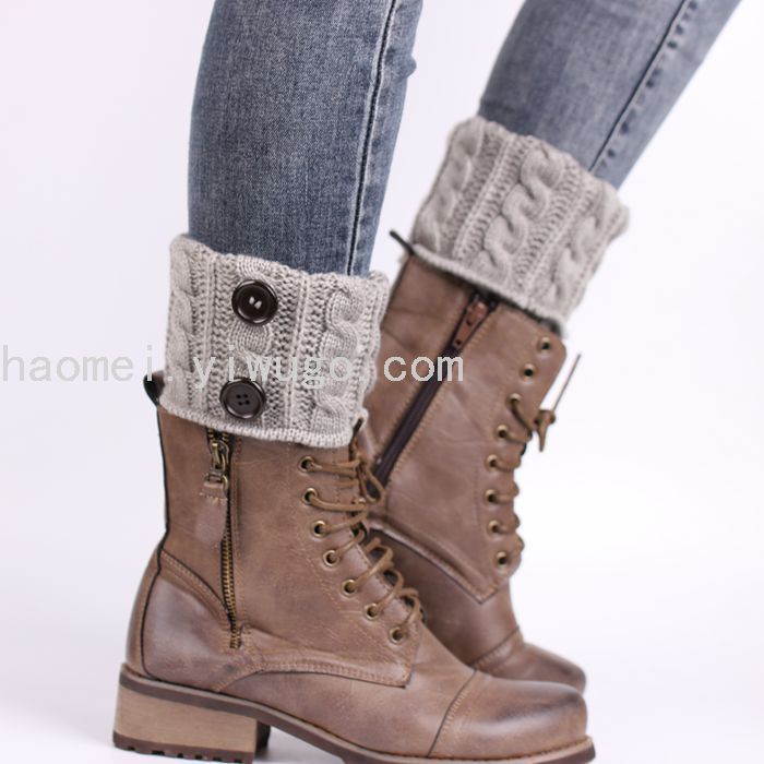 Foot Sock Button Knitted Wool Foot Sock Short Button Twist Leg Warmer Warm Kneecap Women's Foot Warmer