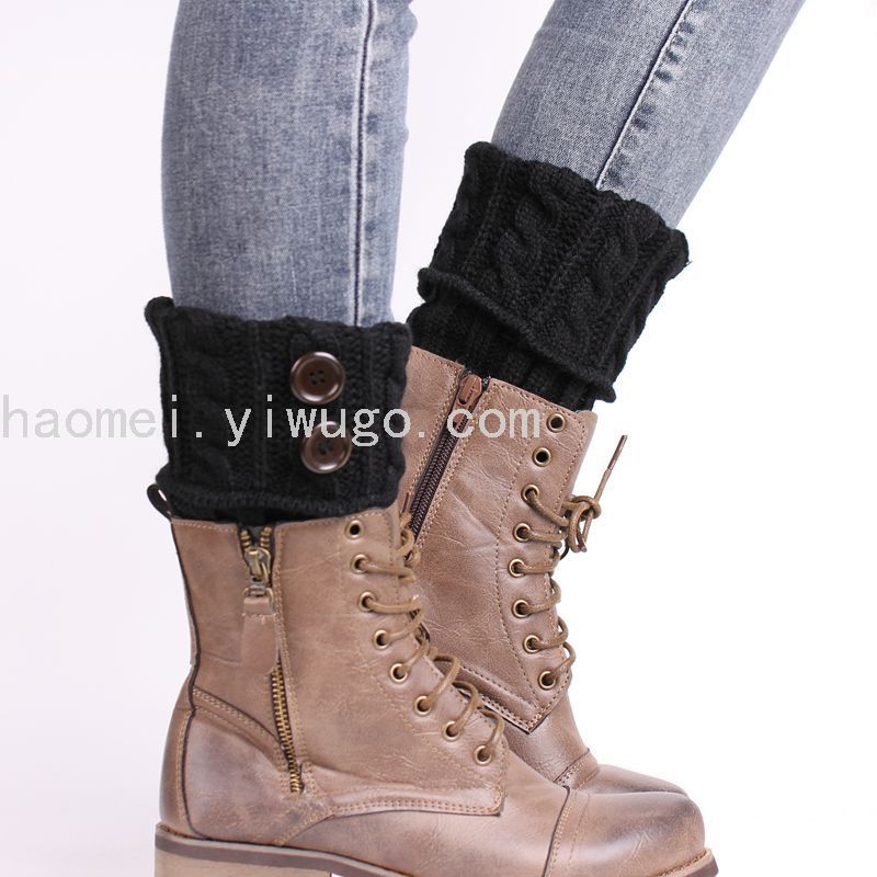 Foot Sock Button Knitted Wool Foot Sock Short Button Twist Leg Warmer Warm Kneecap Women&#039;s Foot Warmer