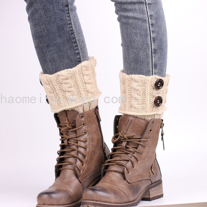 Foot Sock Button Knitted Wool Foot Sock Short Button Twist Leg Warmer Warm Kneecap Women's Foot Warmer